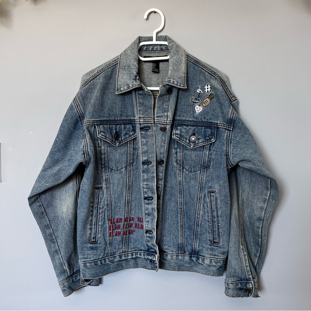 Forever 21 Denim Jacket with Embroidered Accents